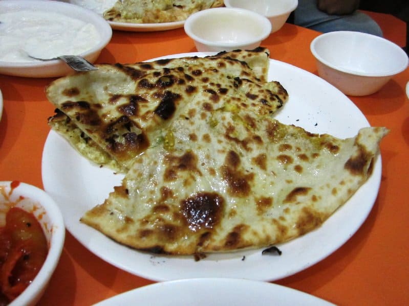 Stuffed naan at Kaake di Hatti, Chandni Chowk, Delhi